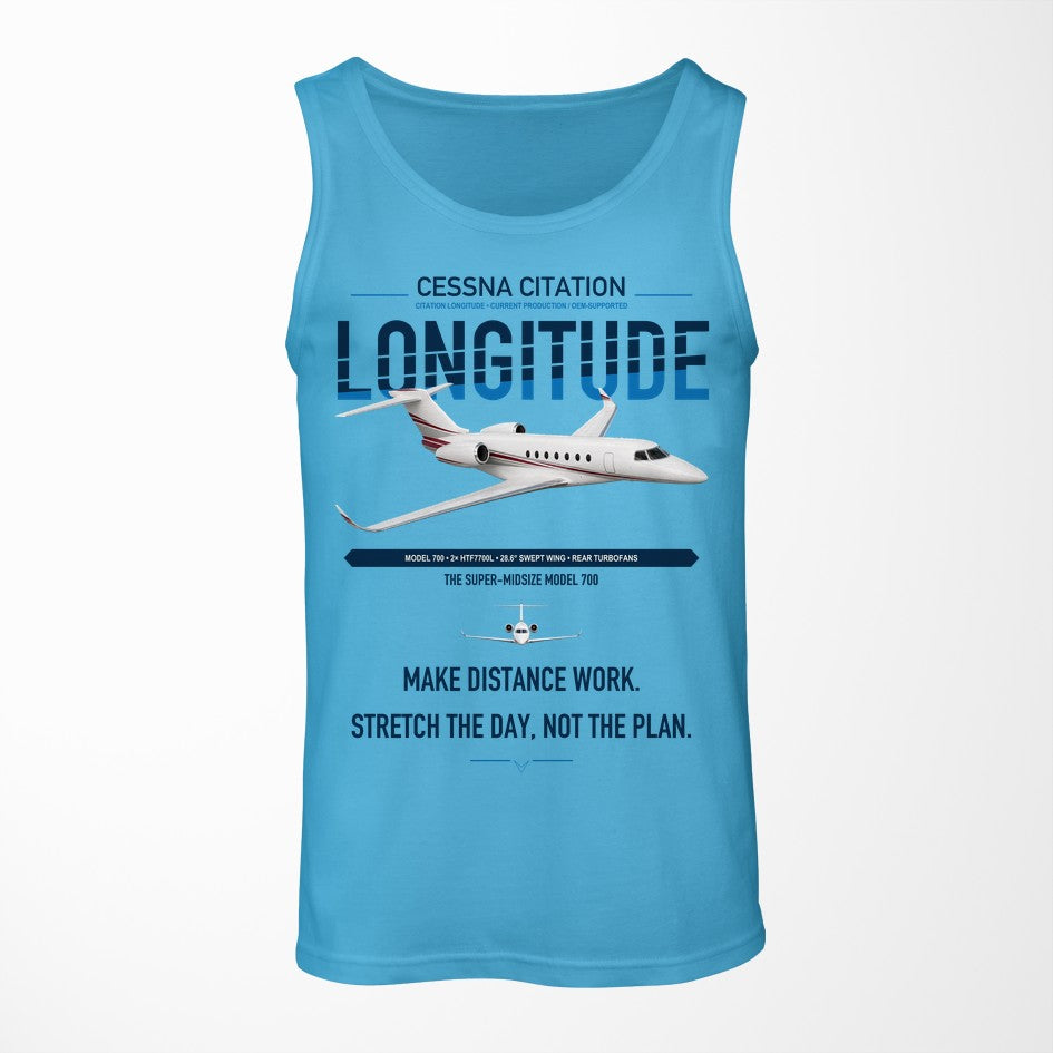 Cessna Citation Longitude design on sky blue tank top