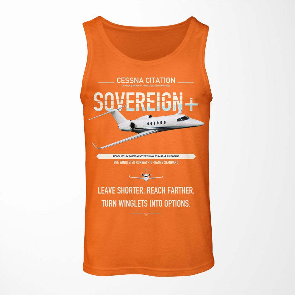 Cessna Citation Sovereign+ design on orange tank top