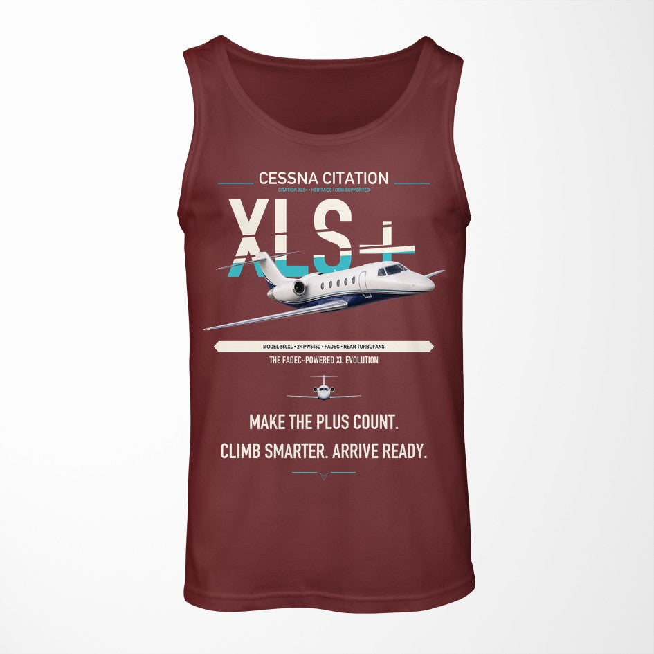Cessna Citation XLSPlus design on dark red tank top