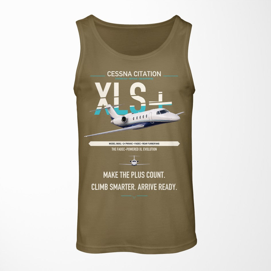 Cessna Citation XLSPlus design on green army tank top
