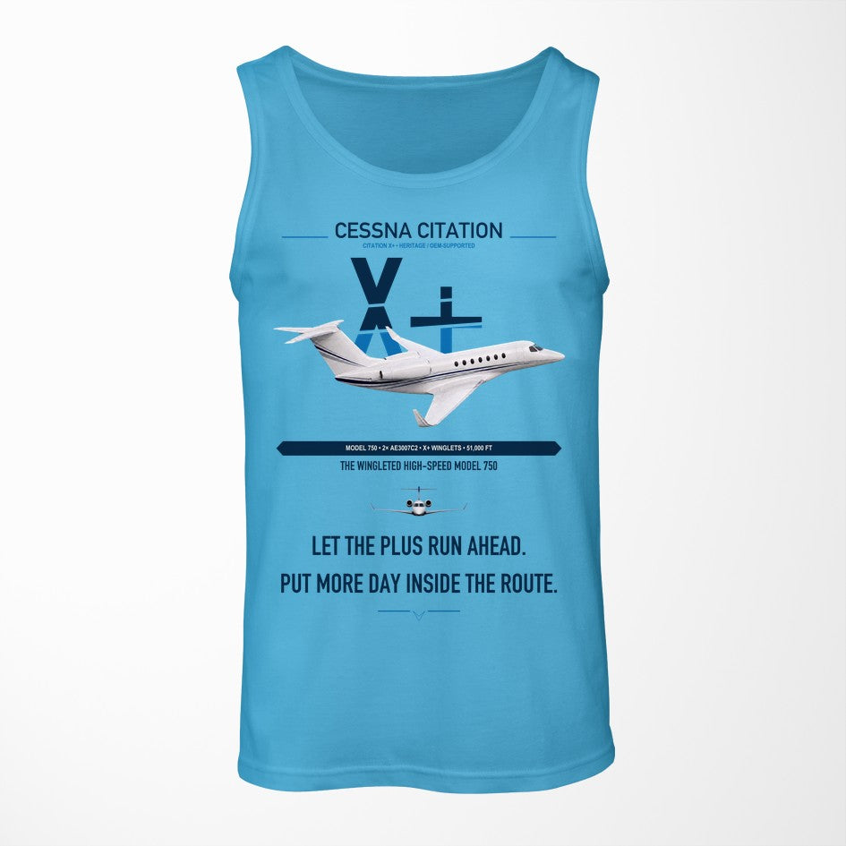 Cessna Citation X+ design on sky blue tank top