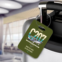 Thumbnail for Cessna T207A Stationair 8 design on green army acrylic luggage tags, double-side print