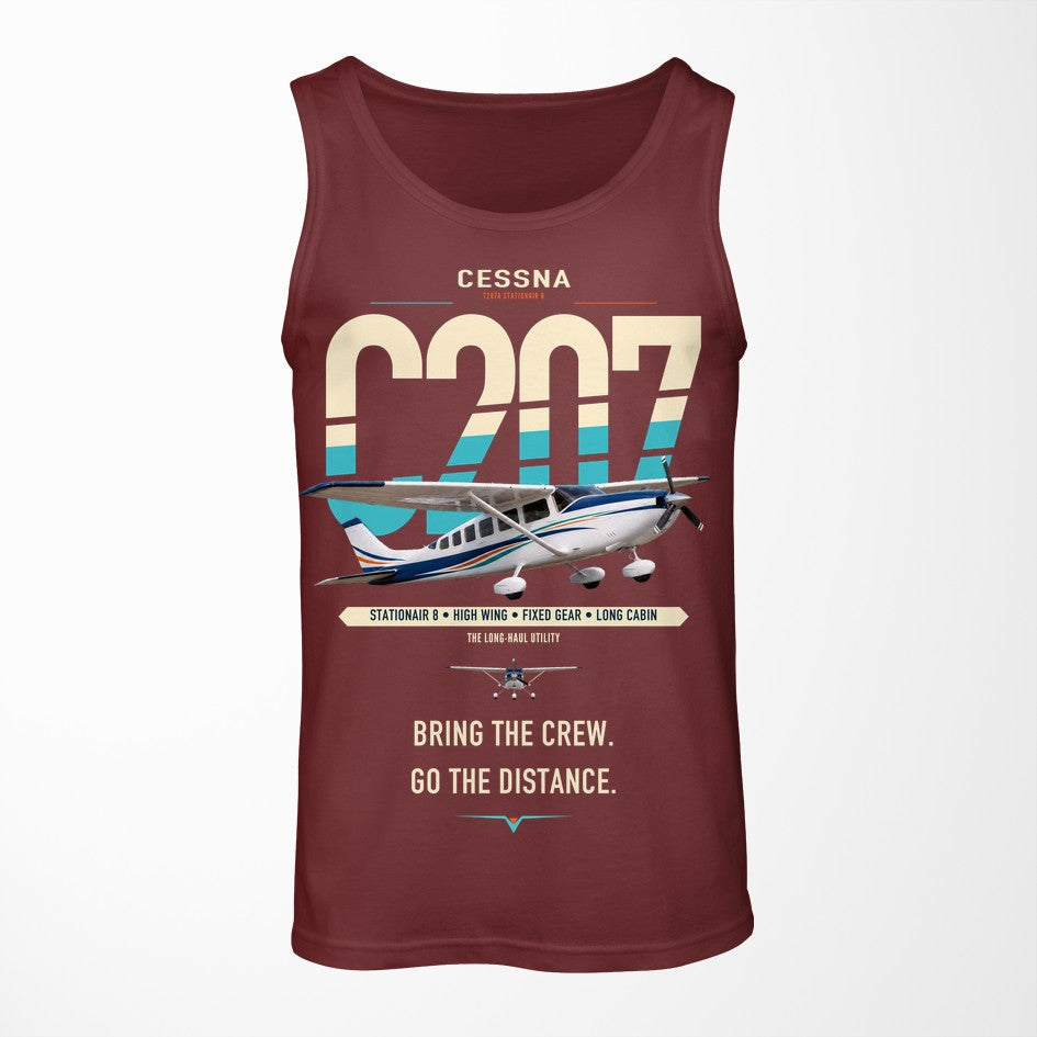 Cessna T207A Stationair 8 design on dark red tank top