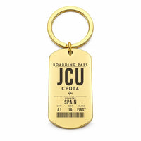 Thumbnail for Ceuta Heliport JCU - Key Chain - Boarding Pass Style - Gold