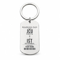 Thumbnail for Ceuta Heliport JCU - Key Chain - Customizable Boarding Pass - Silver