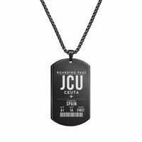 Thumbnail for Ceuta Heliport JCU - Necklace - Boarding Pass Style - Black