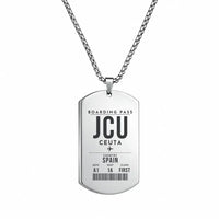 Thumbnail for Ceuta Heliport JCU - Necklace - Boarding Pass Style - Silver