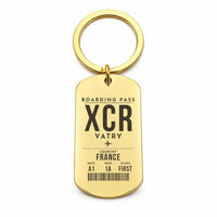 Thumbnail for Châlons-Vatry Airport XCR - Key Chain - Boarding Pass Style - Gold