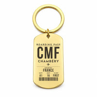 Thumbnail for Chambéry-Savoie Airport CMF - Key Chain - Boarding Pass Style - Gold