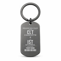 Thumbnail for Charlotte Douglas International Airport CLT - Key Chain - Customizable Boarding Pass - Black