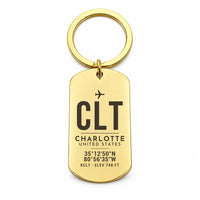 Thumbnail for Charlotte Douglas International Airport CLT - Key Chain - Original Design - Gold