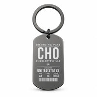 Thumbnail for Charlottesville–Albemarle Airport CHO - Key Chain - Boarding Pass Style - Black