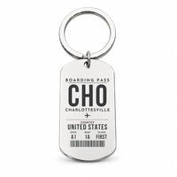 Thumbnail for Charlottesville–Albemarle Airport CHO - Key Chain - Boarding Pass Style - Silver