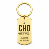 Thumbnail for Charlottesville–Albemarle Airport CHO - Key Chain - Original Design - Gold