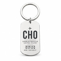 Thumbnail for Charlottesville–Albemarle Airport CHO - Key Chain - Original Design - Silver