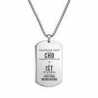 Thumbnail for Charlottesville–Albemarle Airport CHO - Necklace - Customizable Boarding Pass - Silver