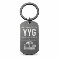 Thumbnail for Charlottetown Airport YYG - Key Chain - Boarding Pass Style - Black