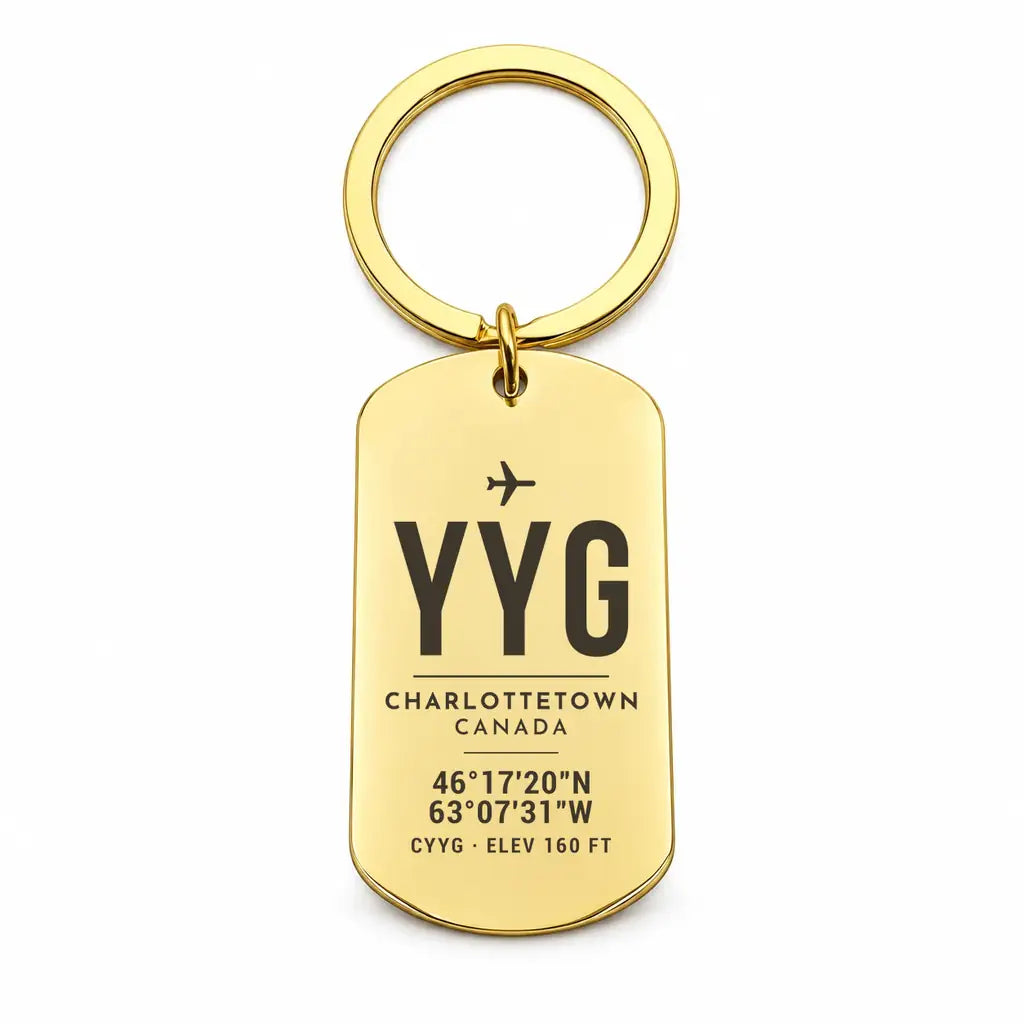 Charlottetown Airport YYG - Key Chain - Original Design - Gold
