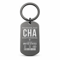 Thumbnail for Chattanooga Airport CHA - Key Chain - Boarding Pass Style - Black
