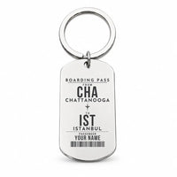 Thumbnail for Chattanooga Airport CHA - Key Chain - Customizable Boarding Pass - Silver