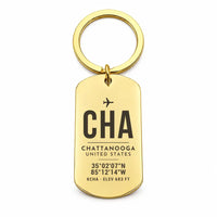 Thumbnail for Chattanooga Airport CHA - Key Chain - Original Design - Gold