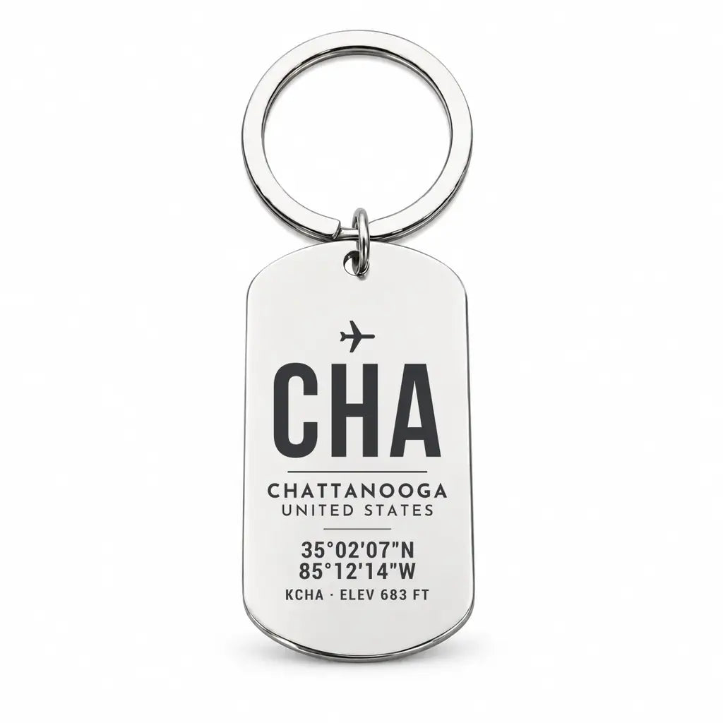 Chattanooga Airport CHA - Key Chain - Original Design - Silver