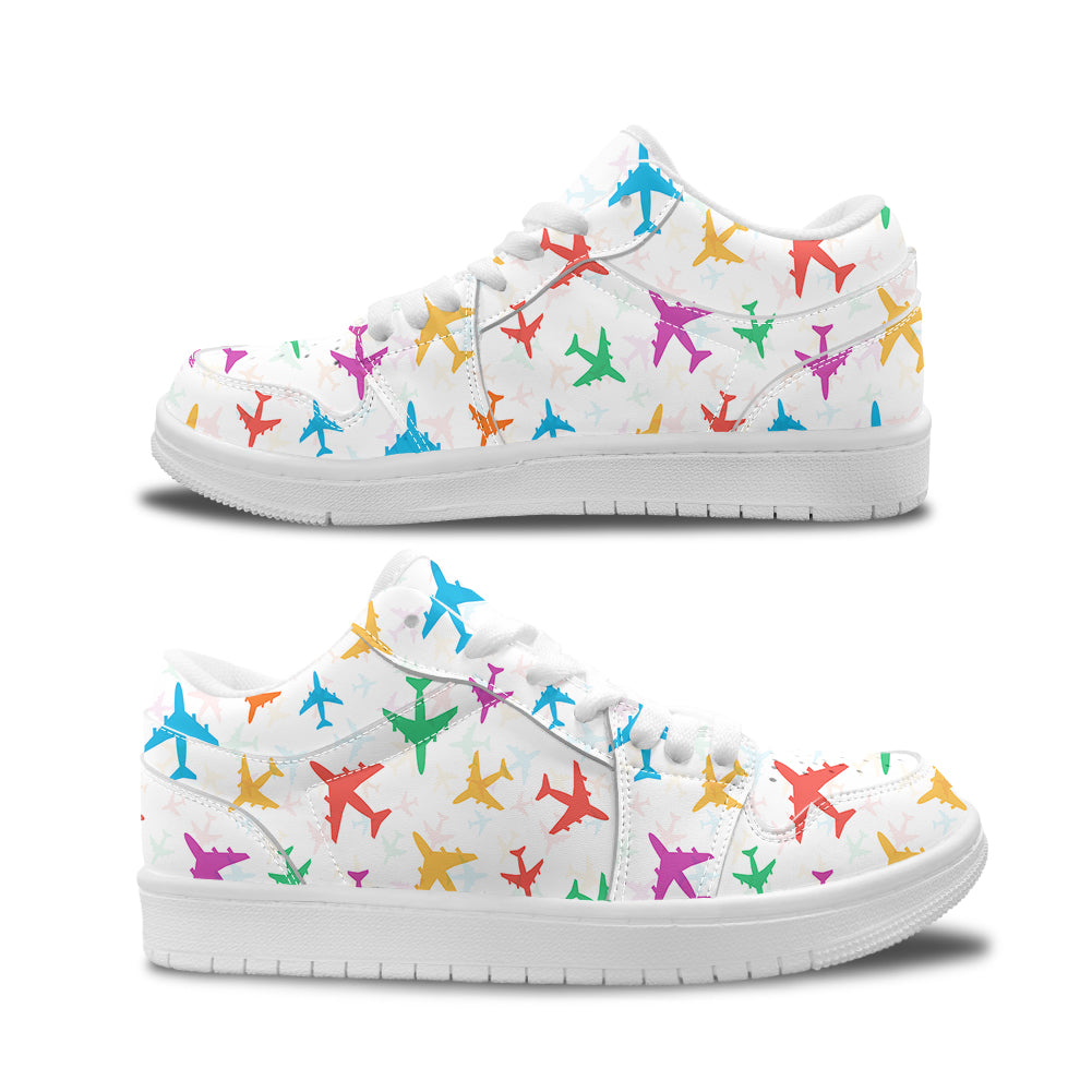 Cheerful Seamless Airplanes Designed Fashion Low Top Sneakers & Shoes