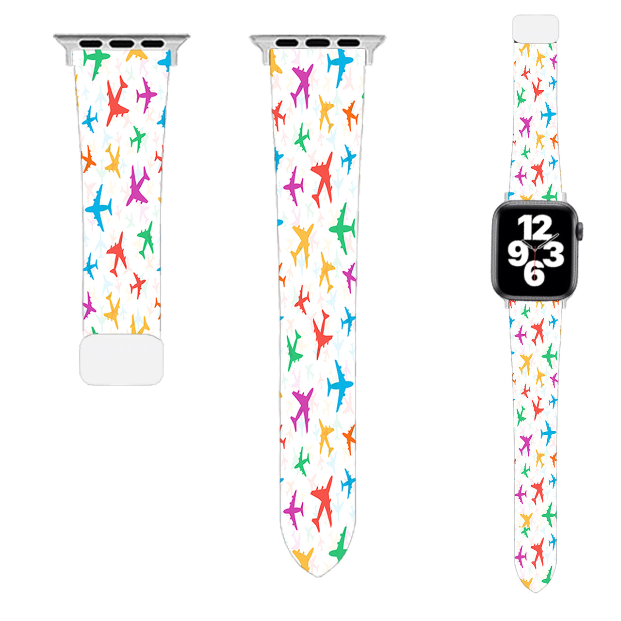 Cheerful Seamless Airplanes Designed Soft Silicone Apple Watch Bands