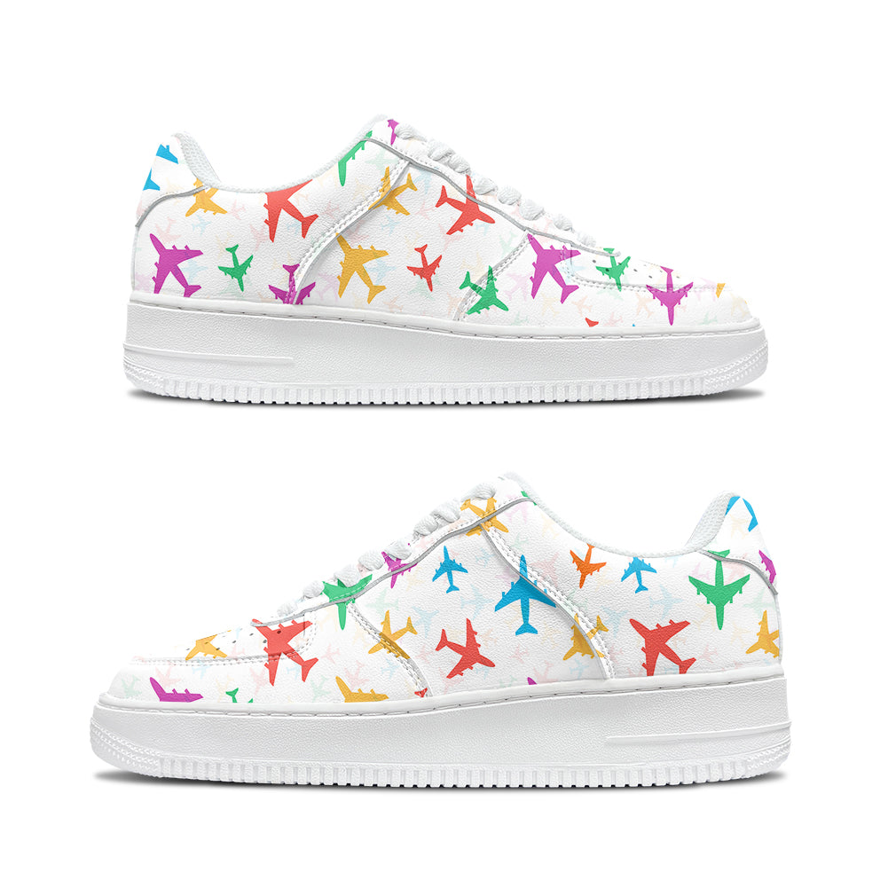 Cheerful Seamless Airplanes Designed Low Top Sport Sneakers & Shoes