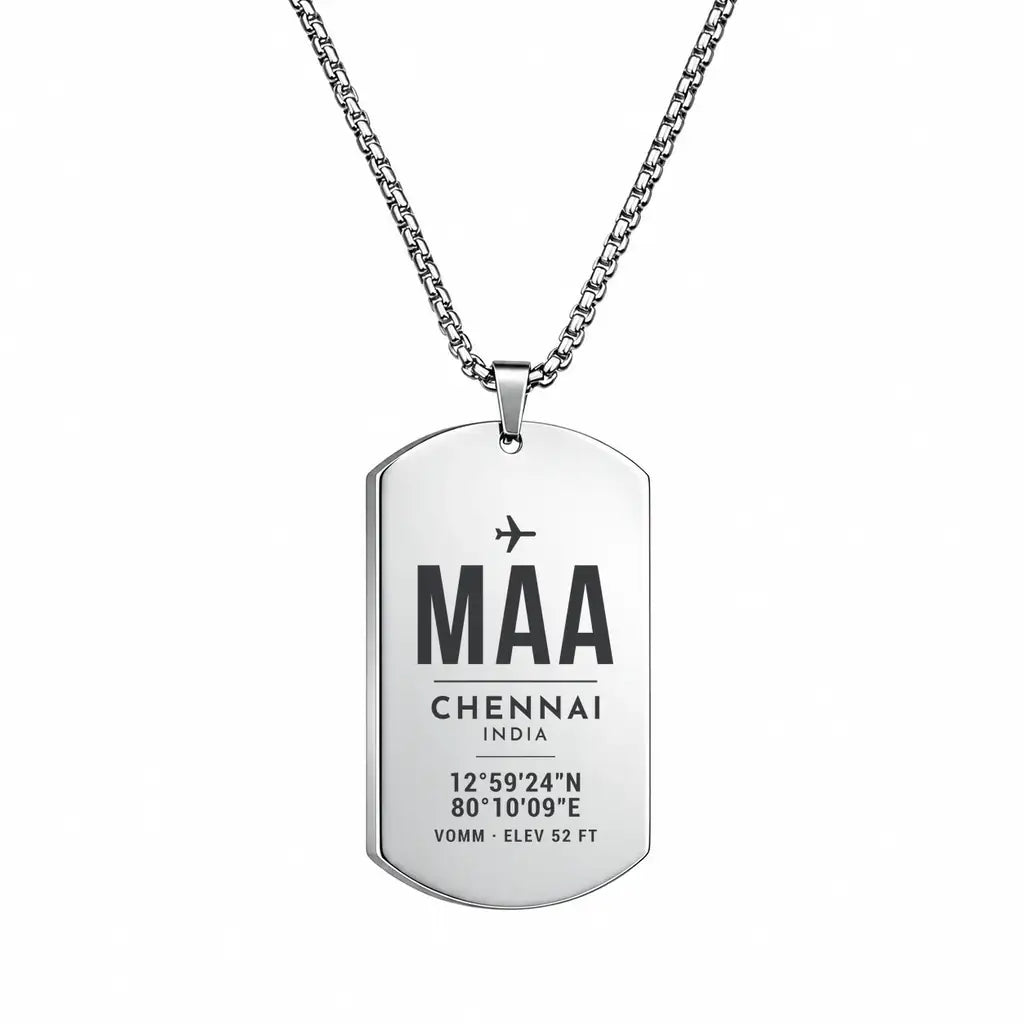 Chennai International Airport MAA - Necklace - Original Design - Silver
