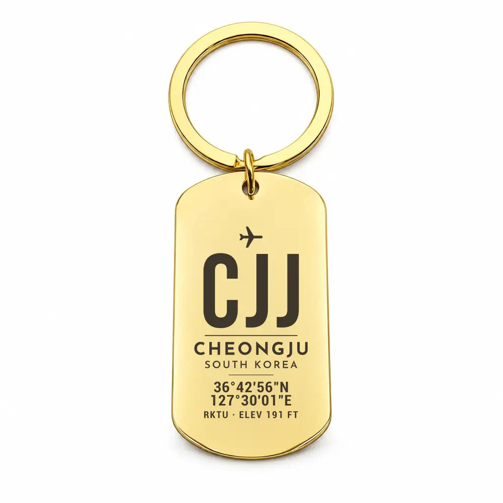 Cheongju International Airport CJJ - Key Chain - Original Design - Gold