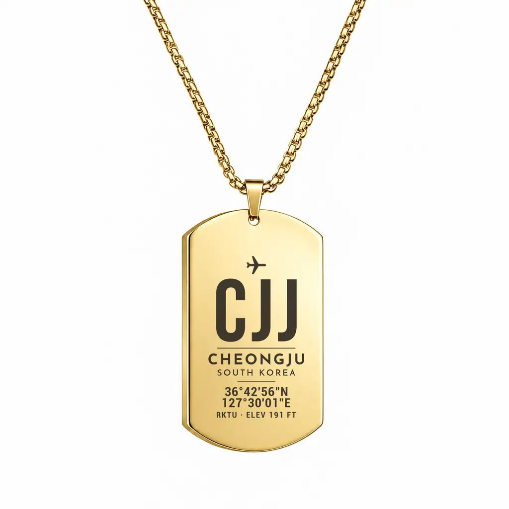 Cheongju International Airport CJJ - Necklace - Original Design - Gold