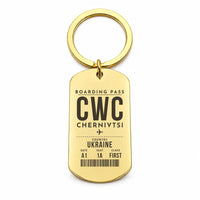 Thumbnail for Chernivtsi International Airport CWC - Key Chain - Boarding Pass Style - Gold