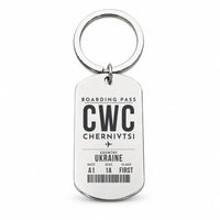Thumbnail for Chernivtsi International Airport CWC - Key Chain - Boarding Pass Style - Silver