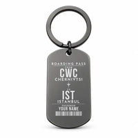 Thumbnail for Chernivtsi International Airport CWC - Key Chain - Customizable Boarding Pass - Black