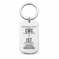 Thumbnail for Chernivtsi International Airport CWC - Key Chain - Customizable Boarding Pass - Silver