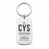 Thumbnail for Cheyenne Regional Airport CYS - Key Chain - Original Design - Silver