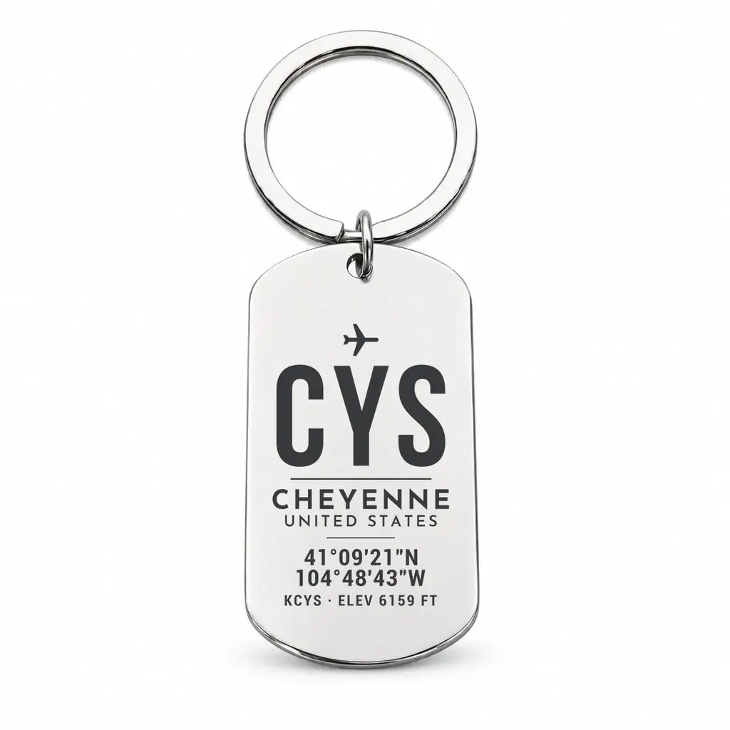 Cheyenne Regional Airport CYS - Key Chain - Original Design - Silver
