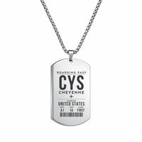 Thumbnail for Cheyenne Regional Airport CYS - Necklace - Boarding Pass Style - Silver
