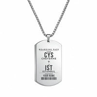Thumbnail for Cheyenne Regional Airport CYS - Necklace - Customizable Boarding Pass - Silver