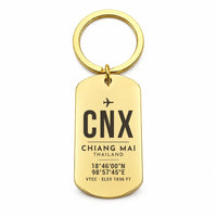Thumbnail for Chiang Mai International Airport CNX - Key Chain - Original Design - Gold