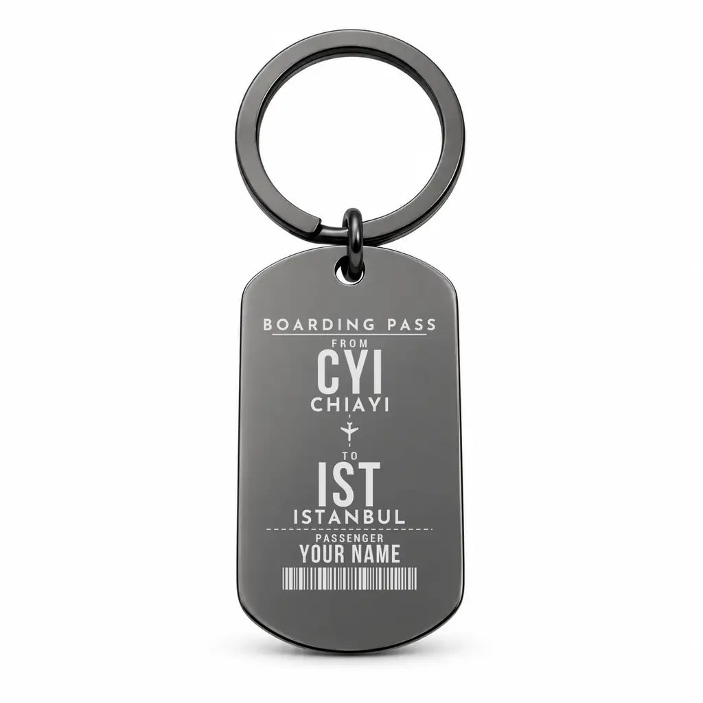 Chiayi Airport CYI - Key Chain - Customizable Boarding Pass - Black