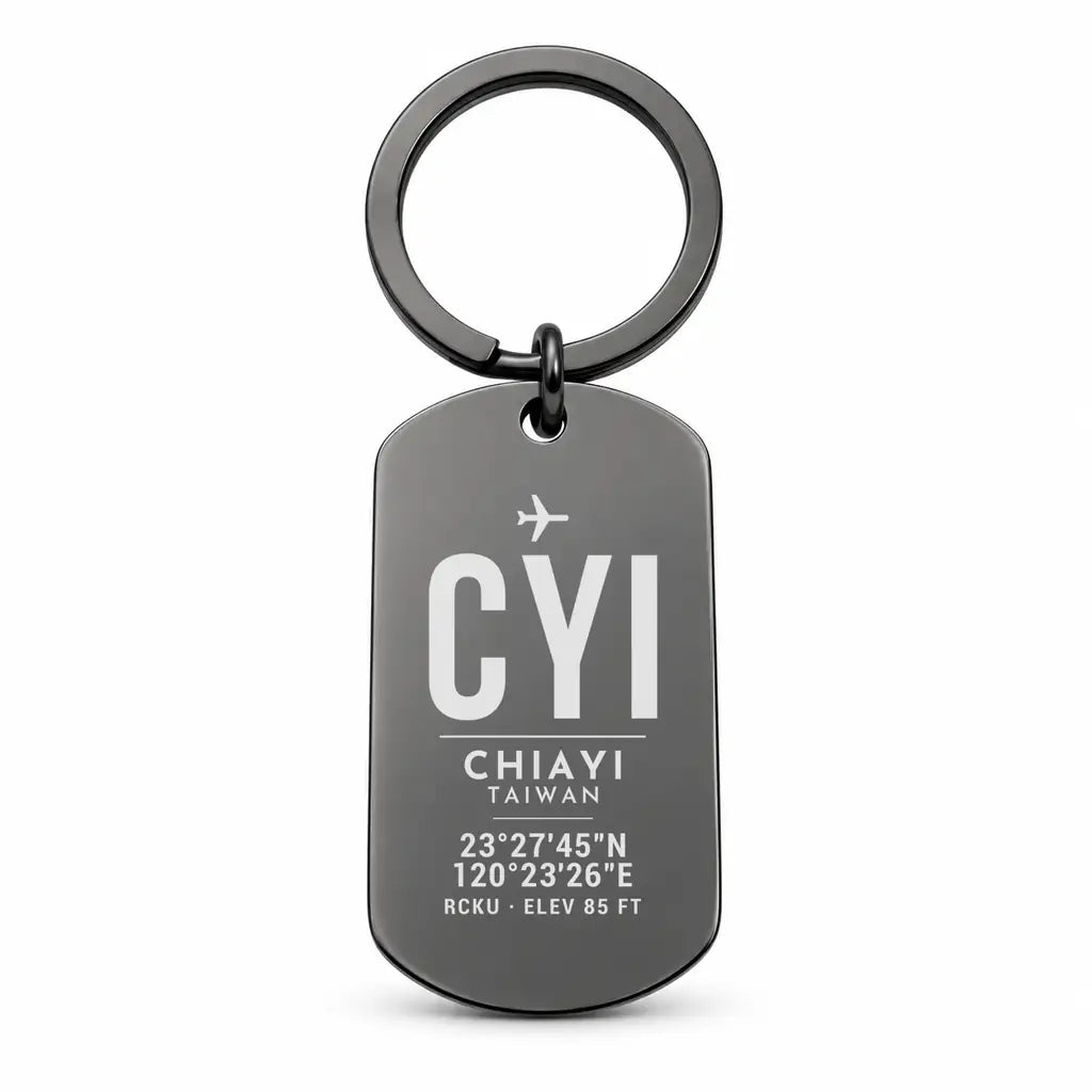 Chiayi Airport CYI - Key Chain - Original Design - Black