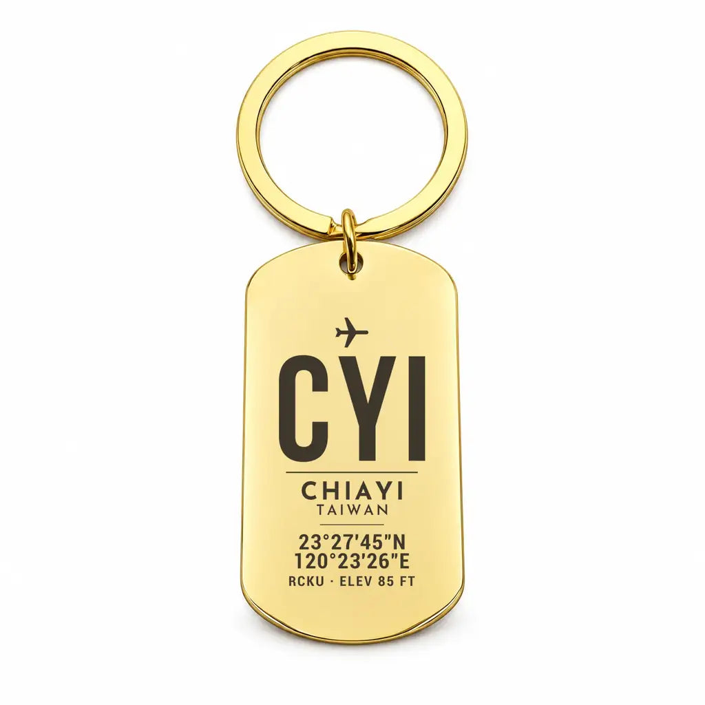 Chiayi Airport CYI - Key Chain - Original Design - Gold