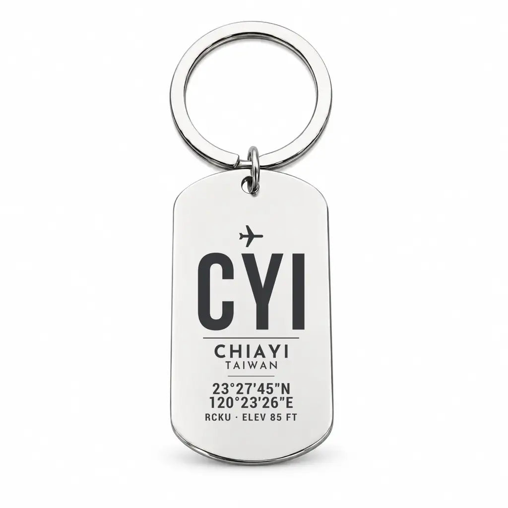Chiayi Airport CYI - Key Chain - Original Design - Silver