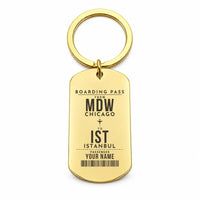 Thumbnail for Chicago Midway International Airport MDW - Key Chain - Customizable Boarding Pass - Gold
