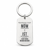 Thumbnail for Chicago Midway International Airport MDW - Key Chain - Customizable Boarding Pass - Silver