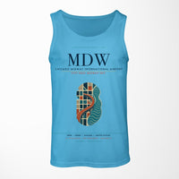 Thumbnail for Chicago Midway International Airport (MDW) design on sky blue tank top