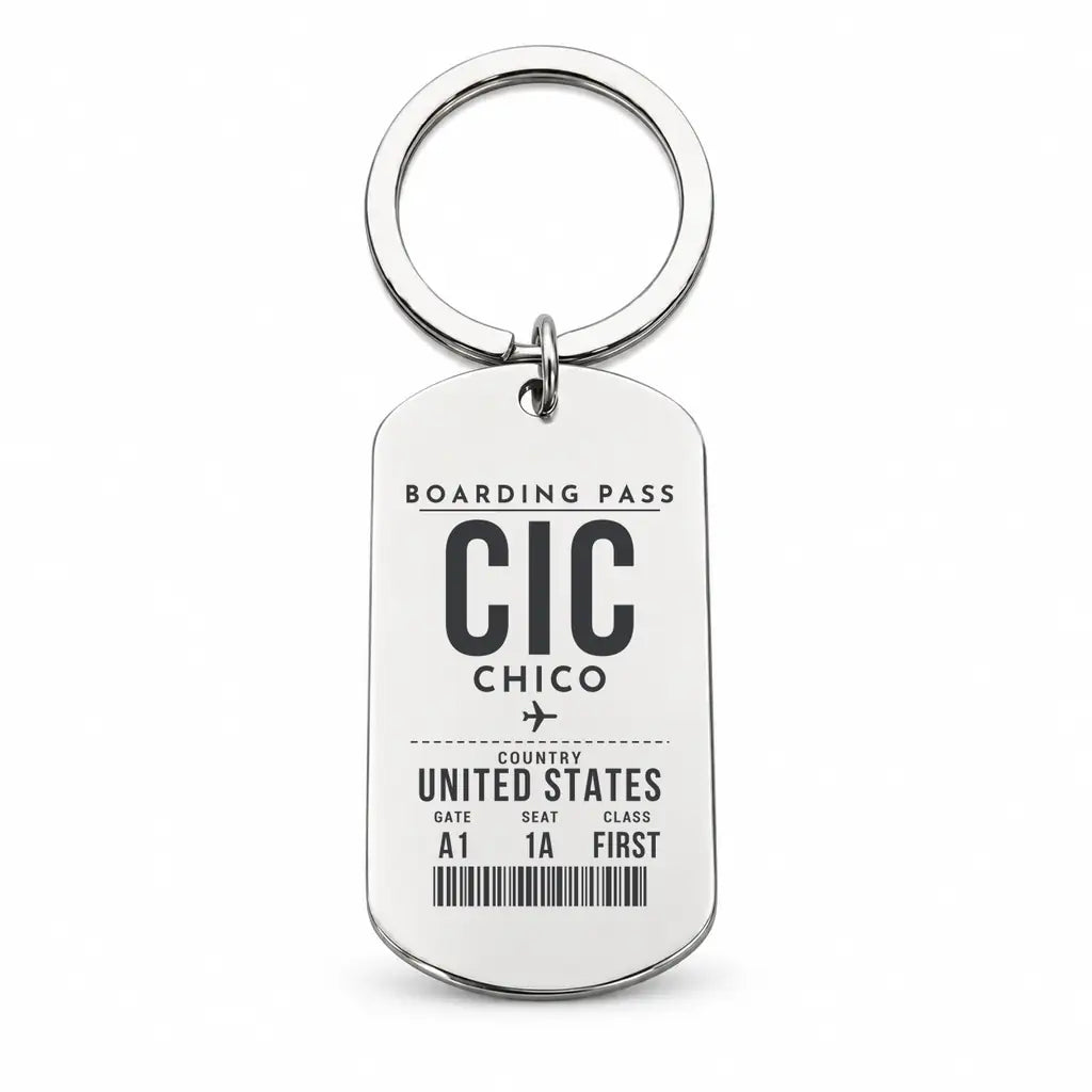 Chico Regional Airport CIC - Key Chain - Boarding Pass Style - Silver