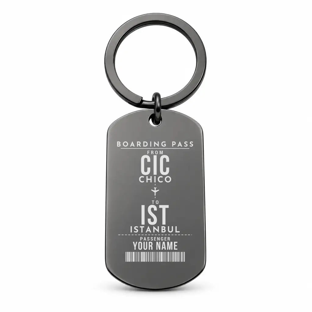 Chico Regional Airport CIC - Key Chain - Customizable Boarding Pass - Black